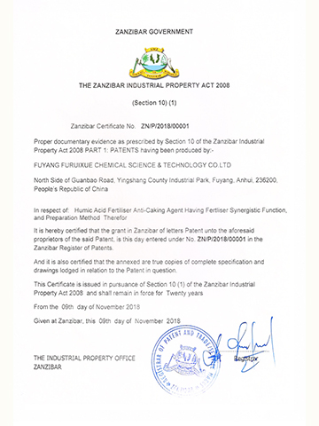 The patent certificate